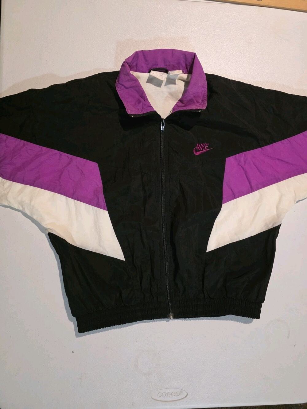 VTG 90s Nike Silver Tag Windbreaker Jacket Black Purple White Small